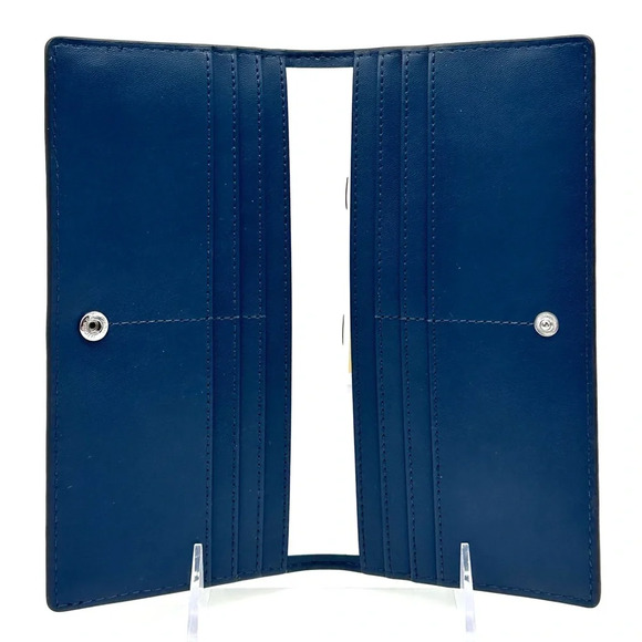 Michael Kors Reed Large Snap Bifold Wallet Navy Blue - Picture 7 of 8